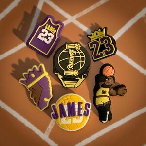 Lakers Lebron James Basketball Croc Shoe Charms Set of 6